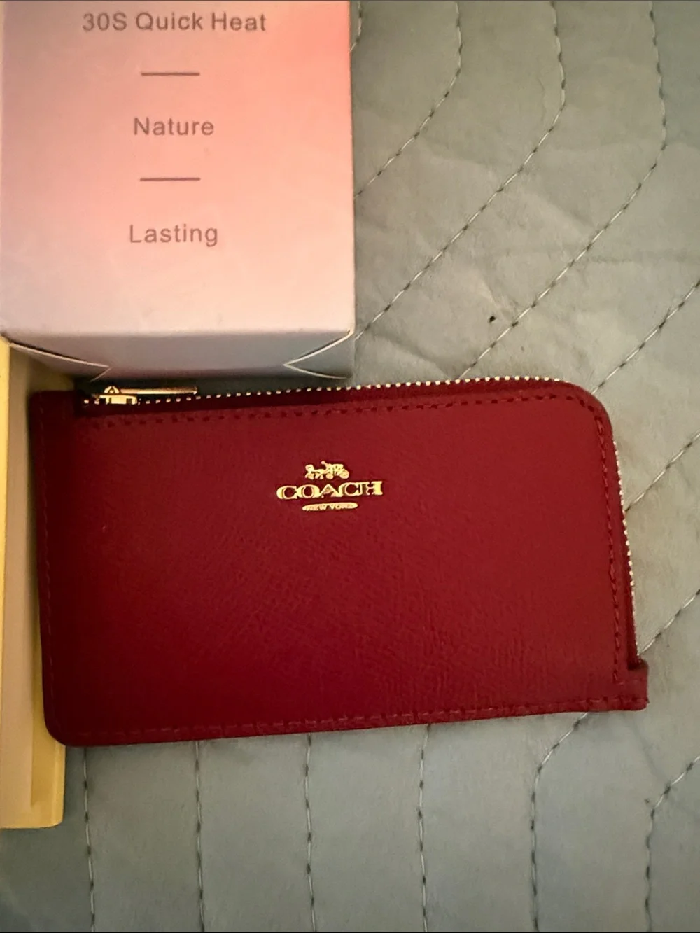*Bundle* Coach Zip Card Case - Burgundy with Gold Logo